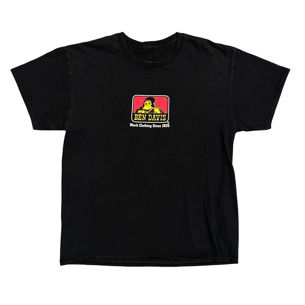 Ben Davis Mens Logo Graphic T-Shirt Black Short Sleeve Workwear Tee Size L